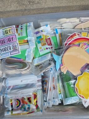 50 Assorted Rainbow & Pastel Classroom Party Cutouts - Colorful Decorations
